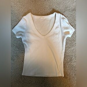White V-Neck Women's Top